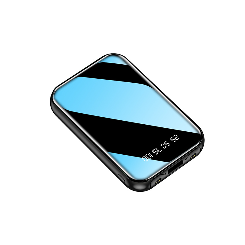 Лидер продаж, Заводские портативные мини-зарядные устройства, зеркальный внешний аккумулятор 10000 мАч, светодиодный светильник, цифровой внешний аккумулятор с двумя портами, OEM, индивидуальный внешний аккумулятор