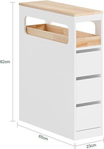 Mobiletto da Bagno Ultra Sottile da 23 cm con 3 Cassetti su Ruote, Unità di Stoccaggio Mobile Salvaspazio con Ripiano Aperto per Bagno e Cucina - Product Image 5