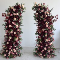 J-H088 Großhandel Hochzeits-Blumenbogen Hintergrund Künstlicher Blumenhorn-Bogen Dekoration Moderner Weißer Künstlicher Blumenbogen-Arrangement