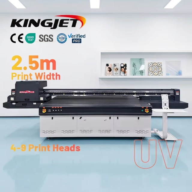KJ-2513UV High Speed Industrial Inkjet Printer Flatbed Automatic for Flex Glass Wood Acrylic Metal Ceramic Printing