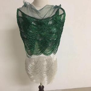 Applicazione per Abito da Sposa e da Sera a 5 Strati con Perline, Frange e Decorazioni, Collo con Strass - Product Image 1