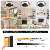 Plafonnier LED moderne de 20 pouces avec télécommande invisible Corps en fer Moteur à courant continu Ventilateur de salon intelligent