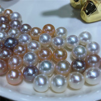Perles de culture d'eau douce naturelles de haute qualité, demi-percées, presque rondes, 3-10 mm, en vrac, pour la fabrication de bijoux DIY