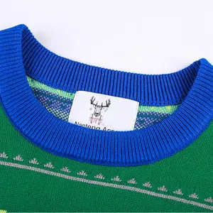 Suéter de Navidad feo personalizado familiar tejido Jacquard de alta calidad con cuello redondo unisex