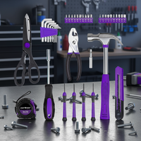 Ensemble d'outils OEM en acier au carbone et plastique, 39 pièces, à commande manuelle, pour usage domestique général, avec coffret de rangement rigide
