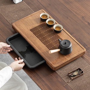 Bamboo <b>Tea</b> Tray Drawer Type Water Storage Dual Purpose <b>Tea</b> <b>Set</b> Tray - Product Image 3