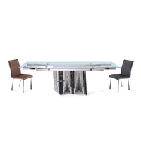 Table à manger extensible Puruo, moderne, pliable, directement de Chine, meubles, plateau en pierre frittée ou en verre trempé, ensemble de table à manger