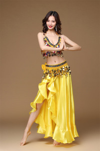 Conjunto <span class=keywords><strong>de</strong></span> Danza del Vientre <span class=keywords><strong>de</strong></span> 3 Piezas para Mujer: Top Sexy con Tirantes, Falda y Cinturón, 100% Poliéster, Talla Única - Product Image 4