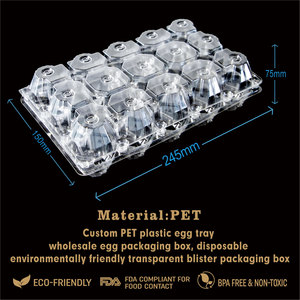 15 yumurta için 15 delik özel PET geri dönüşümlü şeffaf plastik yumurta tepsileri - Product Image 3