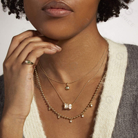 Gemnel diseño novedoso precio al por mayor cadena de cuentas con múltiples diamantes moneda encantos collar
