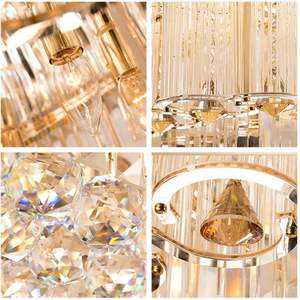 Lámpara de techo LED de cristal K9, lámpara de araña rectangular montada, cuerpo de hierro de sombra de sala de estar blanca para Hotel, novedad - Product Image 6