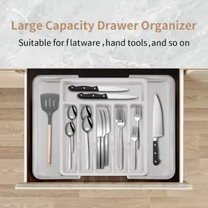 Piatto vassoio porta utensili da cucina utensili divisori cassetto PP espandibile posate da cucina Organizer cassetto Organizer