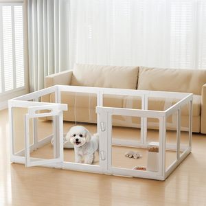 Corral de Juego Personalizado de HDPE y Acrílico para Mascotas, 90 cm de Altura, Fácil de Montar, Corral Transparente de Acrílico para Perros, Jaula para Gatos, Perrera para Cachorros y Conejos, para Interiores - Product Image 1