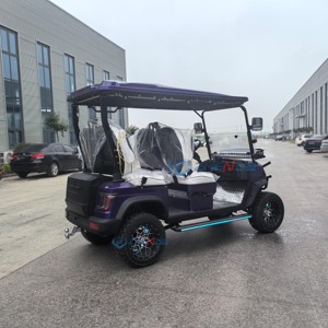 Voitures de golf électriques 4 places à prix abordables, buggy à vendre à bas prix, voiturette de golf à grandes roues violettes éclairées, chariot de golf au lithium - Product Image 4