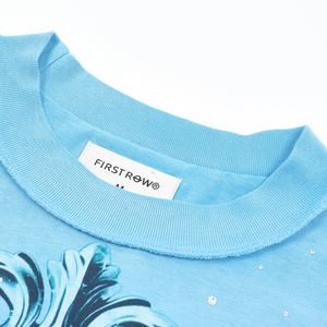 T-shirt da uomo a maniche corte in cotone 100% con lavaggio acido effetto retrò, taglie forti, colore azzurro chiaro, di design - Collezione Hot Sale - Product Image 6