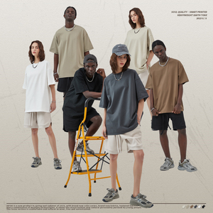 Summer Custom 240Gsm 100% Cotton Heavyweight Oversized Off Shoulder T Shirt Short Sleeves T Shirt for Men Women Unisex T Shirt - Product Image 1