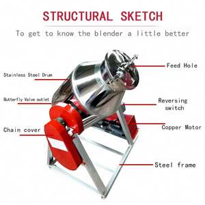 เครื่องผสมผงแห้งแบบหมุนสเตนเลสเกรดอาหารสำหรับโรงงานอุตสาหกรรม ขนาด 50กก. 100กก. 200กก. - Product Image 5