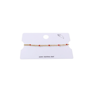 Pulsera de acero inoxidable con cuentas rojas, diseño minimalista para mujer, regalo de joyería de moda chapado en oro - Product Image 2