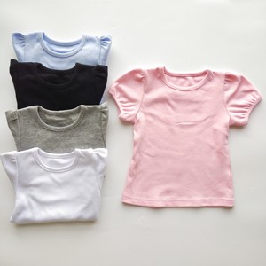 T-shirts pour filles 100% coton, manches courtes, manches bouffantes, blanc rose, t-shirt pour bébé fille, été, t-shirts pour filles - Product Image 2