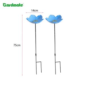GARDMATE Lot <span class=keywords><strong>de</strong></span> 2 mangeoires à oiseaux en fonte avec motif <span class=keywords><strong>de</strong></span> fleurs « Oublie-moi-pas » avec des dimensions <span class=keywords><strong>de</strong></span> 14x14x75 cm pour les oiseaux sauvages à usage extérieur - Product Image 2