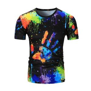 T-shirt personnalisé à manches courtes en polyester/coton lavé respirant coupe classique 220g, nouveau motif tigre sublimé élégant - Product Image 1