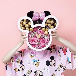 2 size mickey flower box with transparent lid on sale