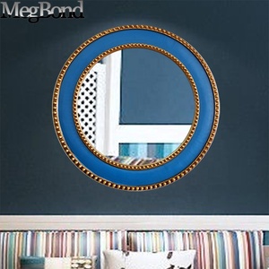 Espejo de baño de poliresina Azul Mediterráneo redondo elegante con marco dorado estilo Art <span class=keywords><strong>Deco</strong></span> para decoración de baño - Product Image 3
