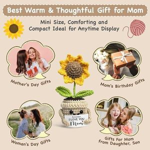 Regalos de Girasol Positivo Pequeños y Lindos Hechos a Mano con Ganchillo, Mini Flores Emocionales, Regalos de Cumpleaños para Mamá, Recuerda que Te Amo, Mamá - Product Image 4