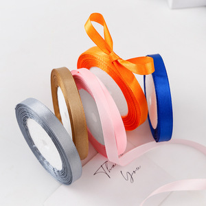 Nine-Colored Ribbon Satin Ribbons 1Cm Solid Color Woven Polyester Gift Wedding Decorations - Product Image 3