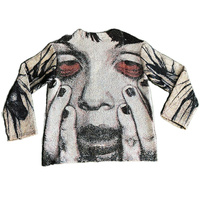 Pull Jacquard Grande Taille Motif Hip-Hop Homme, Streetwear Coton Lourd Tissé pour Rappeur, Vente en Gros