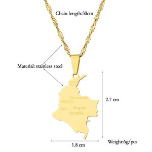 สร้อยคอจี้รูปแผนที่ประเทศโคลอมเบียพร้อมชื่อเมือง สำหรับผู้หญิงและเด็กผู้หญิง ทำจากสแตนเลส เหมาะสำหรับงานปาร์ตี้ งานครบรอบ ของขวัญเครื่องประดับสไตล์โคลอมเบีย - Product Image 2