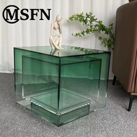 Table d'appoint cubique moderne et minimaliste en acrylique durable, transparente à couches dégradées, pour salon, vente directe usine