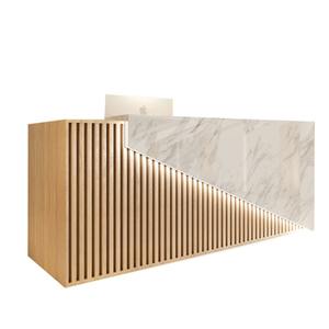 Scrivania Reception Minimalista in Legno Massello per Ufficio Aziendale Cassa in Marmo/Ardesia Bancone per Barbiere/Salone di Parrucchieri <span class=keywords><strong>Design</strong></span> per Negozi - Product Image 4