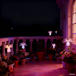 Lampe solaire extérieure multicolore en forme d'<span class=keywords><strong>ange</strong></span>, étanche IP65, légère, à fibres optiques LED, éclairage <span class=keywords><strong>de</strong></span> jardin et <span class=keywords><strong>de</strong></span> pelouse, CRI élevé, garantie 1 an - Product Image 1