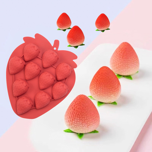 Dâu Tây <span class=keywords><strong>Ice</strong></span> <span class=keywords><strong>Cube</strong></span> khay Silicone khuôn mẫu thiết lập cho sô cô la kẹo bánh cupcake xà phòng nướng Jello Cookie sáp Crayon tan chảy - Product Image 5