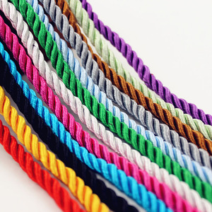 3 Ply Twist Drawstring Multicolored Gold Metallic Satin Twisted <strong>Cord</strong> 5mm Wrapped Silky Rayon <strong>Silk</strong> Braid Thread Rope <strong>Cords</strong> - Product Image 3