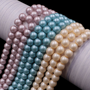 Perles de verre mates nacrées de haute qualité en stock d'usine, 7 couleurs, 6 mm, pour la fabrication de bijoux élégants et sophistiqués - Product Image 1