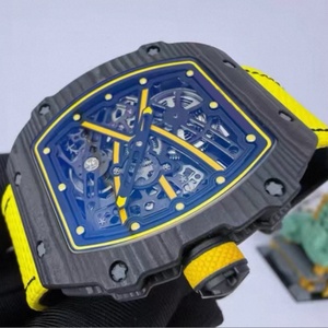 Luxury RM67-02 Black Knight Yellow Skeleton <b>7</b>.8mm Carbon Fiber <b>Watch</b>, Real Balance Wheel at <b>7</b> O Clock, 60-Hour Power Reserve - Product Image 5