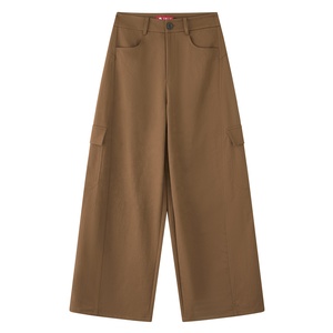 Buyi Liren Ge 2025 Winter Modische Atmungsaktive Flache Hochgeschnittene Weite 100% Polyester Damen Cargo-Hose Casual Sand - Product Image 6