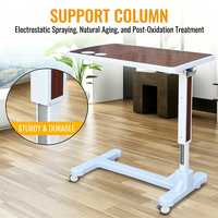 Table de repas mobile réglable en hauteur pour patient, avec 4 roulettes pivotantes verrouillables, pour lit d'hôpital, usage médical