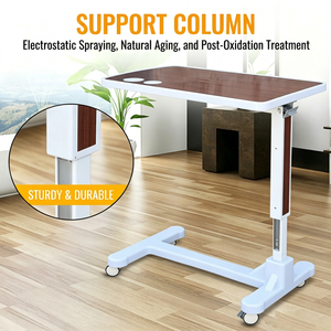 Table de repas mobile réglable en hauteur <span class=keywords><strong>pour</strong></span> patient, avec 4 roulettes pivotantes verrouillables, <span class=keywords><strong>pour</strong></span> lit d'hôpital, usage médical - Product Image 4