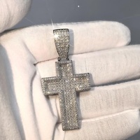 Pendentif Croix Moissanite Pavé Complet en Argent Sterling 925, Style Hip Hop, pour Chaînes Cubaines de 14 mm, Passe le Testeur de Diamant, Qualité Usine