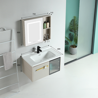 Meuble de salle de bain mural moderne au design innovant avec miroir intelligent, armoire murale en aluminium et lavabo intégré