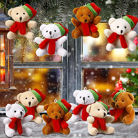 Nouveau porte-clés ours en peluche Mini ours en peluche de Noël avec chapeau et écharpe petits ours flous doux pour arbre de Noël