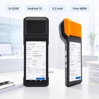 Terminal de point de vente mobile H10S Android 13 5,5 pouces 4G avec imprimante thermique 58 mm, Bluetooth et USB pour les magasins de détail