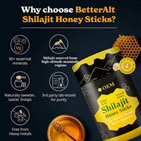 Bâtonnets de miel de Shilajit de l'Himalaya 60% Acide Fulvique, Booster d'énergie, Shilajit liquide pur en sachet, Vitalité Adulte, Marque Privée, Faible en gras