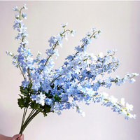 Fleurs artificielles de Delphinium à 3 têtes en soie de haute qualité, blanches, bleues et violettes, pour mariage, décoration intérieure et arrangements floraux