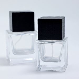 Flacon de parfum carré transparent de luxe pour homme, personnalisé, avec pulvérisateur à pompe, vide, 30ml, 50ml, 100ml, avec boîte - Product Image 4