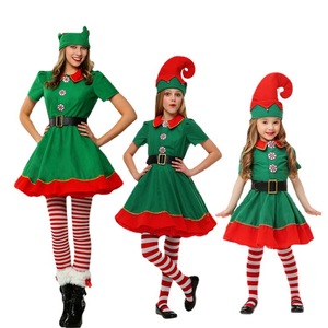 Costume de Noël de Père Noël et d'elfes, déguisement vert et rouge, <span class=keywords><strong>tenue</strong></span> de Noël pour garçons et filles pour le Nouvel An - Product Image 2