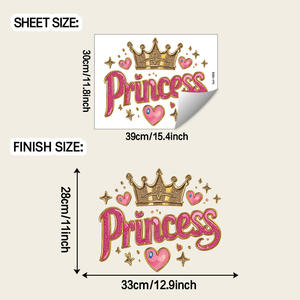 Adesivi <span class=keywords><strong>murali</strong></span> impermeabili autoadesivi con corona dorata rosa 'Principessa' per camerette di ragazze e soggiorni - Product Image 3